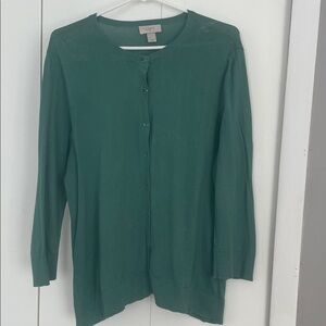 LOFT Women’s XL Green Button-Up Cardigan 3/4 sleeves